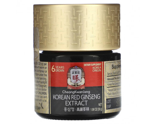 Женьшень CheongKwanJang, экстракт корейского красного женьшеня, 30 г (1,06 унции) Женьшень CheongKwanJang, экстракт корейского красного женьшеня, 30 г (1,06 унции)
