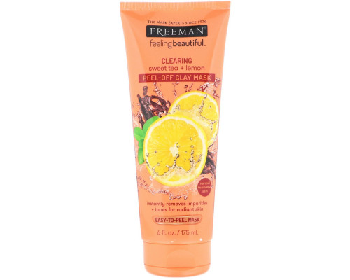 Freeman Beauty, Feeling Beautiful, очищающая глиняная маска-пленка, сладкий чай с лимоном, 6 ж. унц. (175 мл) Freeman Beauty, Feeling Beautiful, очищающая глиняная маска-пленка, сладкий чай с лимоном, 6 ж. унц. (175 мл)