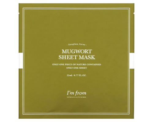 I'm From, Mugwort Beauty Sheet Mask, 1 Sheet, 0.77 fl oz (23 ml) I'm From, Mugwort Beauty Sheet Mask, 1 Sheet, 0.77 fl oz (23 ml)