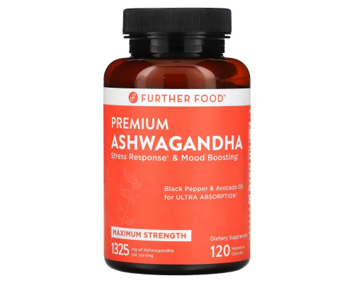 Further Food, Premium Ashwagandha, Maximum Strength, 662.5 mg, 120 Vegetarian Capsules Further Food, Premium Ashwagandha, Maximum Strength, 662.5 mg, 120 Vegetarian Capsules