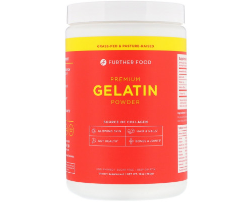 Further Food, Premium Gelatin Powder, Unflavored, 16 oz (450 g) Further Food, Premium Gelatin Powder, Unflavored, 16 oz (450 g)