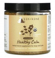 Kin+Kind, Healthy Calm, Herbal Blend Supplement for Dogs and Cats, With Chamomile, Thyme, 4 oz (113.4 g)