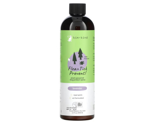 Kin+Kind, Flea + Tick Prevent, Dog Protect Spray, Lavender, 12 fl oz (354 ml) Kin+Kind, Flea + Tick Prevent, Dog Protect Spray, Lavender, 12 fl oz (354 ml)