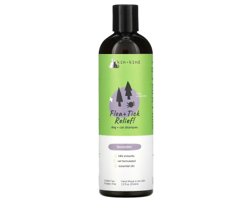 Kin+Kind, Flea + Tick Relief, Dog + Cat Shampoo, Lavender, 12 fl oz (354 ml) Kin+Kind, Flea + Tick Relief, Dog + Cat Shampoo, Lavender, 12 fl oz (354 ml)