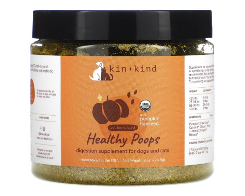 Kin+Kind, Healthy Poops, для собак и кошек, 226,8 г (8 унций) Kin+Kind, Healthy Poops, для собак и кошек, 226,8 г (8 унций)