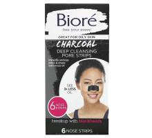 Biore, Deep Cleansing Pore Strips, Charcoal, 6 Nose Strips
