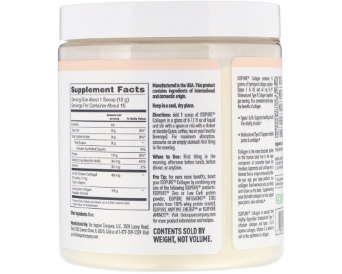 Nature's Best, IsoPure, Collagen, Unflavored, 6.35 oz (180 g) Nature's Best, IsoPure, Collagen, Unflavored, 6.35 oz (180 g)