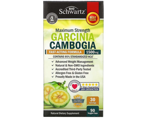 BioSchwartz, Garcinia Cambogia, 1,500 mg, 90 Veggie Caps BioSchwartz, Garcinia Cambogia, 1,500 mg, 90 Veggie Caps