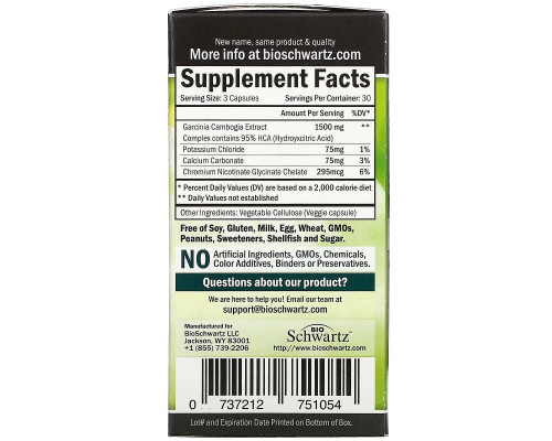 BioSchwartz, Garcinia Cambogia, 1,500 mg, 90 Veggie Caps BioSchwartz, Garcinia Cambogia, 1,500 mg, 90 Veggie Caps