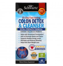 BioSchwartz, 15-Day Fast Acting Colon Detox & Cleanser, Extra Strength Formula, 45 Veggie Caps