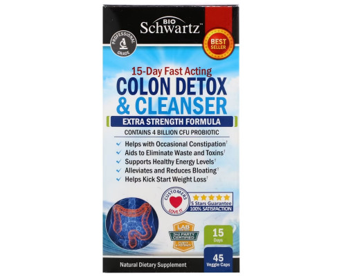 BioSchwartz, 15-Day Fast Acting Colon Detox & Cleanser, Extra Strength Formula, 45 Veggie Caps BioSchwartz, 15-Day Fast Acting Colon Detox & Cleanser, Extra Strength Formula, 45 Veggie Caps