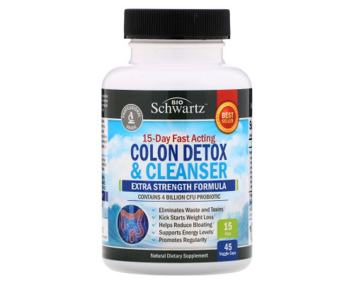 BioSchwartz, 15-Day Fast Acting Colon Detox & Cleanser, Extra Strength Formula, 45 Veggie Caps BioSchwartz, 15-Day Fast Acting Colon Detox & Cleanser, Extra Strength Formula, 45 Veggie Caps