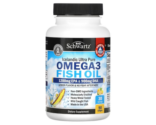 BioSchwartz, Omega 3 Fish Oil, Lemon Flavor, 1200 mg EPA & 900 mg DHA, 90 Softgels BioSchwartz, Omega 3 Fish Oil, Lemon Flavor, 1200 mg EPA & 900 mg DHA, 90 Softgels