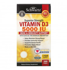 BioSchwartz, Superior Strength Vitamin D3, 5,000 IU, 360 Softgels