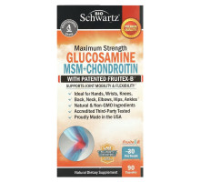 BioSchwartz, Maximum Strength, Glucosamine MSM+Chondroitin with Patented Fruitex-B, 90 Veggie Caps