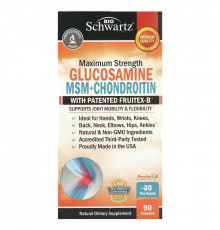 BioSchwartz, Maximum Strength, Glucosamine MSM+Chondroitin with Patented Fruitex-B, 90 Veggie Caps
