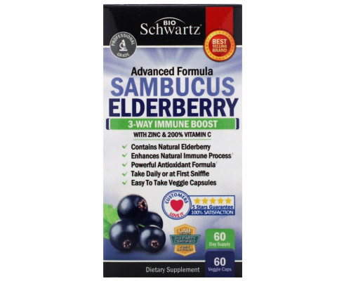 BioSchwartz, Улучшенная формула, бузина, 60 растительных капсул BioSchwartz, Улучшенная формула, бузина, 60 растительных капсул