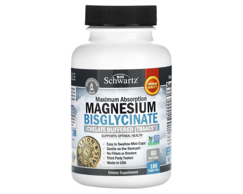 BioSchwartz, Maximum Absorption Magnesium Bisglycinate, 180 Veggie Caps BioSchwartz, Maximum Absorption Magnesium Bisglycinate, 180 Veggie Caps