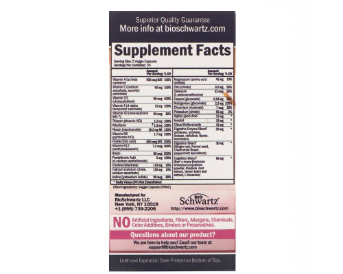 BioSchwartz, Advanced Formula Women's 50+ Multivitamin, 60 Veggie Caps BioSchwartz, Advanced Formula Women's 50+ Multivitamin, 60 Veggie Caps