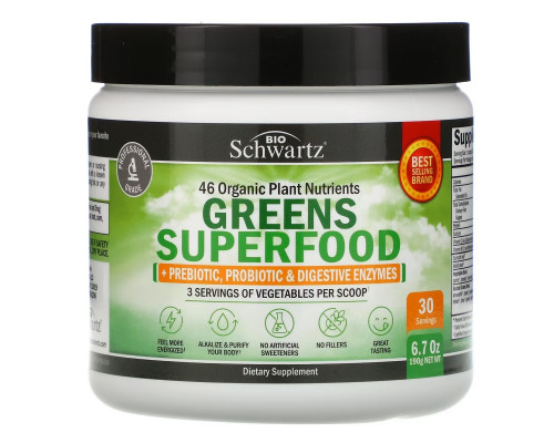 BioSchwartz, Greens Superfood, 6.7 oz (190 g) BioSchwartz, Greens Superfood, 6.7 oz (190 g)