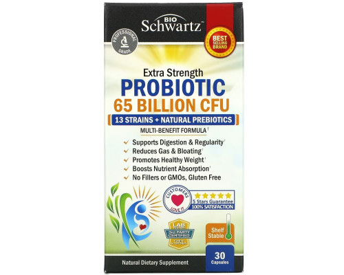 BioSchwartz, Probiotic, 65 Billion CFU, 30 Capsules BioSchwartz, Probiotic, 65 Billion CFU, 30 Capsules