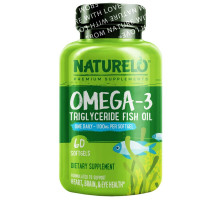 NATURELO, Omega-3, Triglyceride Fish Oil, 1,100 mg, 60 Softgels