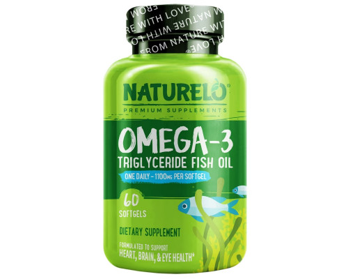 NATURELO, Omega-3, Triglyceride Fish Oil, 1,100 mg, 60 Softgels NATURELO, Omega-3, Triglyceride Fish Oil, 1,100 mg, 60 Softgels