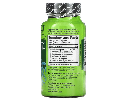 NATURELO, Probiotic, 50 Billion CFU, 30 Delayed Release Capsules NATURELO, Probiotic, 50 Billion CFU, 30 Delayed Release Capsules