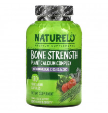 NATURELO, Bone Strength, Plant-Based Calcium Complex, 120 Vegetarian Capsules