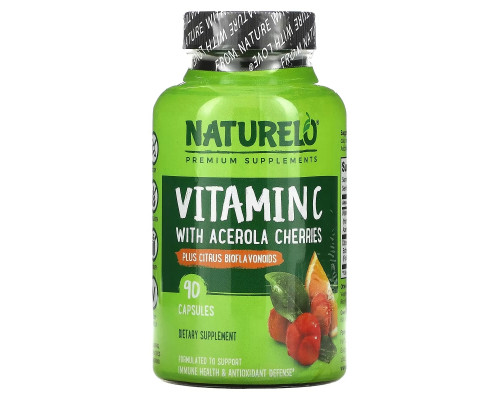 NATURELO, Vitamin C, Acerola Cherry Extract with Citrus Bioflavonoids, 90 Time Release Capsules NATURELO, Vitamin C, Acerola Cherry Extract with Citrus Bioflavonoids, 90 Time Release Capsules