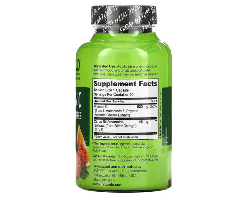 NATURELO, Vitamin C, Acerola Cherry Extract with Citrus Bioflavonoids, 90 Time Release Capsules NATURELO, Vitamin C, Acerola Cherry Extract with Citrus Bioflavonoids, 90 Time Release Capsules