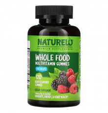 NATURELO, Whole Food Vitamin Gummies for Adults, Berry Flavored, 120 Gummies