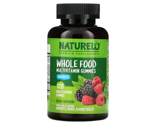 NATURELO, Whole Food Vitamin Gummies for Adults, Berry Flavored, 120 Gummies NATURELO, Whole Food Vitamin Gummies for Adults, Berry Flavored, 120 Gummies