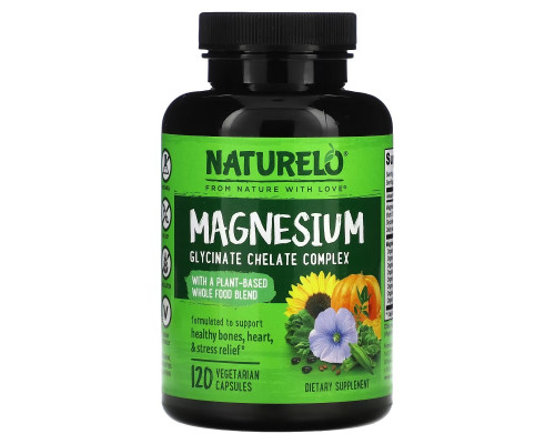 NATURELO, Magnesium with Organic Veggies & Seeds, 200 mg, 120 Vegetarian Capsules NATURELO, Magnesium with Organic Veggies & Seeds, 200 mg, 120 Vegetarian Capsules