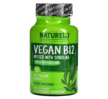 NATURELO, Vegan B12 Infused with Spirulina, 90 Easy Swallow Capsules