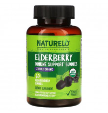 NATURELO, Elderberry, Immune Support Gummies, 60 Vegan Friendly Gummies