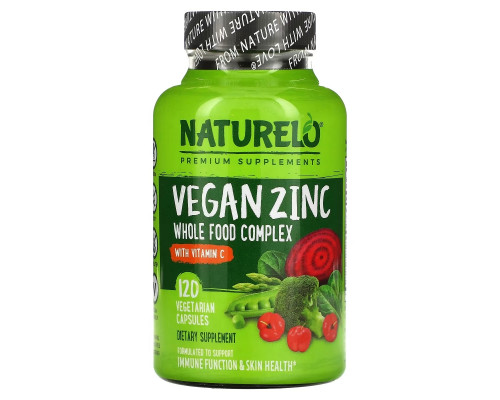 NATURELO, Vegan Zinc with Vitamin C, 120 Vegetarian Capsules NATURELO, Vegan Zinc with Vitamin C, 120 Vegetarian Capsules
