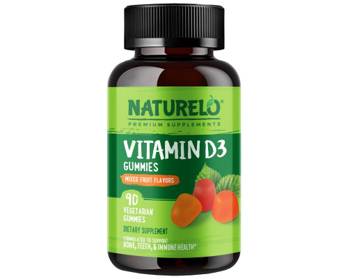 NATURELO, Vitamin D3 Gummies, Mixed Fruit Flavor, 90 Vegetarian Gummies NATURELO, Vitamin D3 Gummies, Mixed Fruit Flavor, 90 Vegetarian Gummies