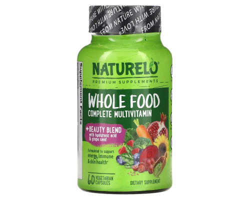 NATURELO, Whole Food Complete Multivitamin + Beauty Blend, 60 Vegetarian Capsules NATURELO, Whole Food Complete Multivitamin + Beauty Blend, 60 Vegetarian Capsules
