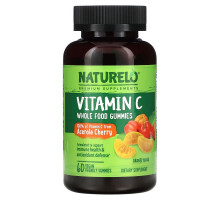 NATURELO, Vitamin C, Whole Food Gummies, Orange, 60 Vegan Friendly Gummies
