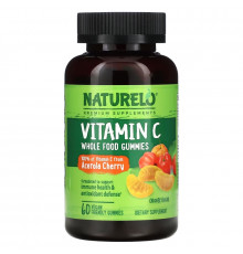 NATURELO, Vitamin C, Whole Food Gummies, Orange, 60 Vegan Friendly Gummies
