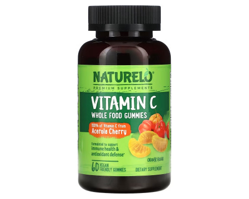 NATURELO, Vitamin C, Whole Food Gummies, Orange, 60 Vegan Friendly Gummies NATURELO, Vitamin C, Whole Food Gummies, Orange, 60 Vegan Friendly Gummies