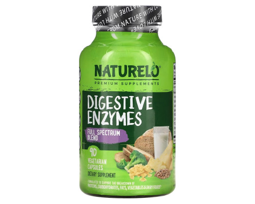 NATURELO, Digestive Enzymes, Full Spectrum Blend, 90 Vegetarian Capsules NATURELO, Digestive Enzymes, Full Spectrum Blend, 90 Vegetarian Capsules