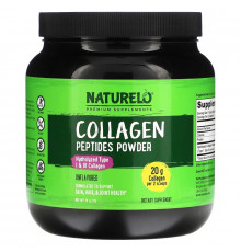 NATURELO, Collagen Peptides Powder, Unflavored, 1 lb (16 oz)
