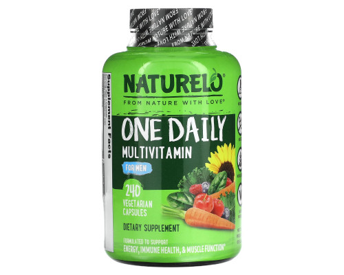 NATURELO, Мультивитамины для мужчин One Daily, 240 вегетарианских капсул NATURELO, Мультивитамины для мужчин One Daily, 240 вегетарианских капсул