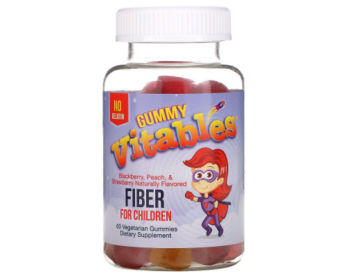 Vitables, Жевательная клетчатка для детей, без желатина, вкус фруктового ассорти, 60 вегетарианских жевательных таблеток