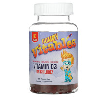 Vitables, Жевательный витамин D3 для детей, без желатина, вкус клубники, 60 вегетарианских жевательных таблеток