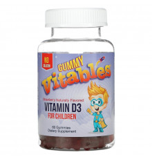 Vitables, Жевательный витамин D3 для детей, без желатина, вкус клубники, 60 вегетарианских жевательных таблеток