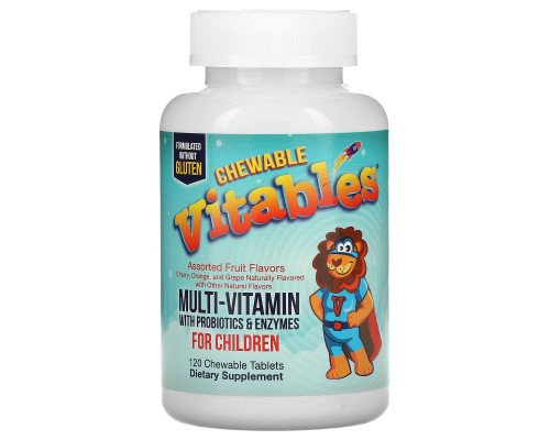 Vitables, Chewable Multi-Vitamins for Children, Assorted Fruit Flavors, 120 Vegetarian Tablets Vitables, Chewable Multi-Vitamins for Children, Assorted Fruit Flavors, 120 Vegetarian Tablets