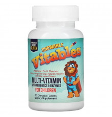 Vitables, Chewable Multi-Vitamins for Children, Assorted Fruit Flavors, 60 Vegetarian Tablets